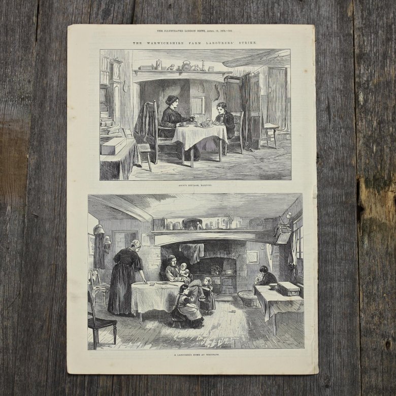 Антикварная иллюстрация The Illustrated London News Arch's cottage Barford, A labourer's home at whitnash