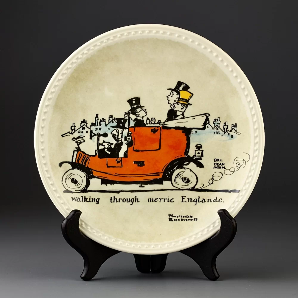 Тарелка винтажная декоративная настенная Прогулка по Весёлой Англии Knowles Newell Pottery Rockwell on Tour Walking through Merrie Englande