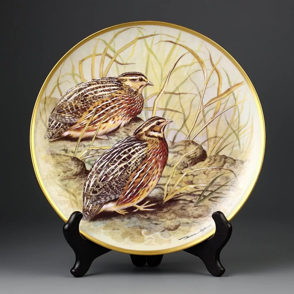 Винтажная тарелка Перепела Птицы Лимож Haviland Limoges Franklin Porcelain Gamebirds of the World Common Quail