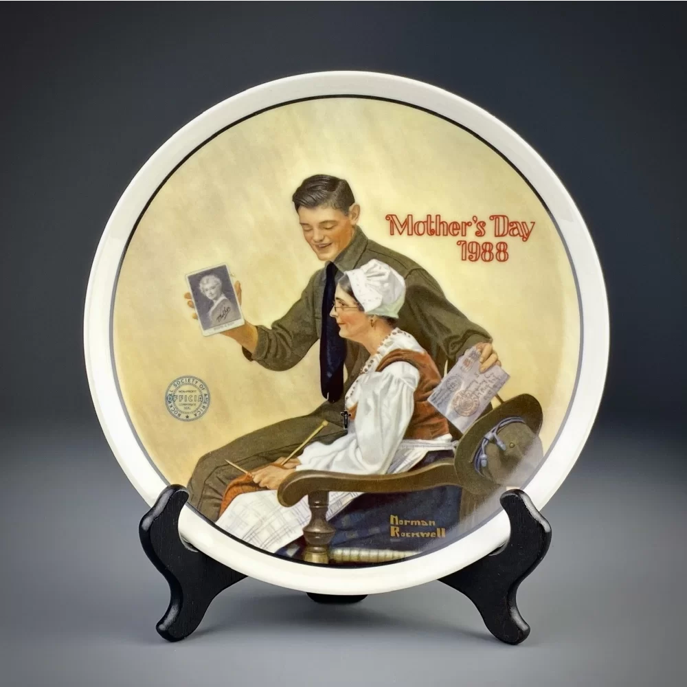 Тарелка винтажная декоративная настенная Фарфор День матери Knowles Mother's Day 1988 My Mother Norman Rockwell