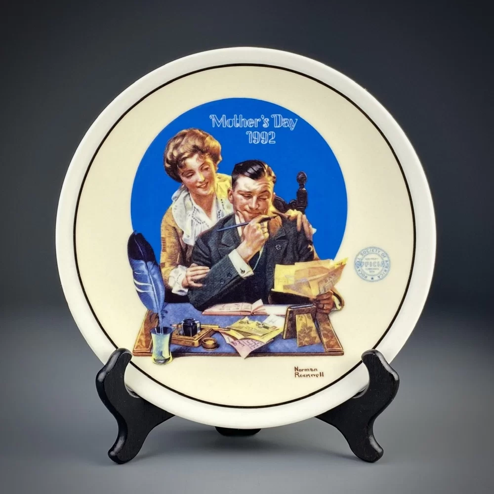 Тарелка винтажная декоративная настенная Фарфор День матери Knowles Mother's Day 1992 Gentle Reassurance Norman Rockwell