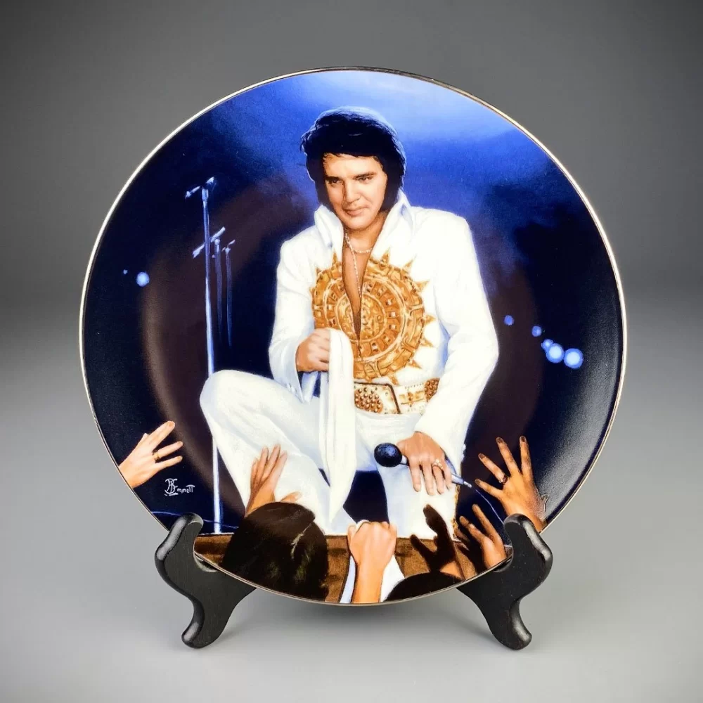 Тарелка винтажная декоративная настенная Фарфор Эльвис Пресли Delphi Elvis Presley In Performance Love me
