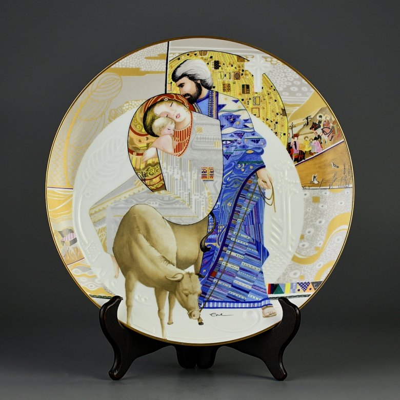 Тарелка винтажная декоративная настенная Фарфор Мария и Иисус Knowles Biblical Mothers Mary and Jesus