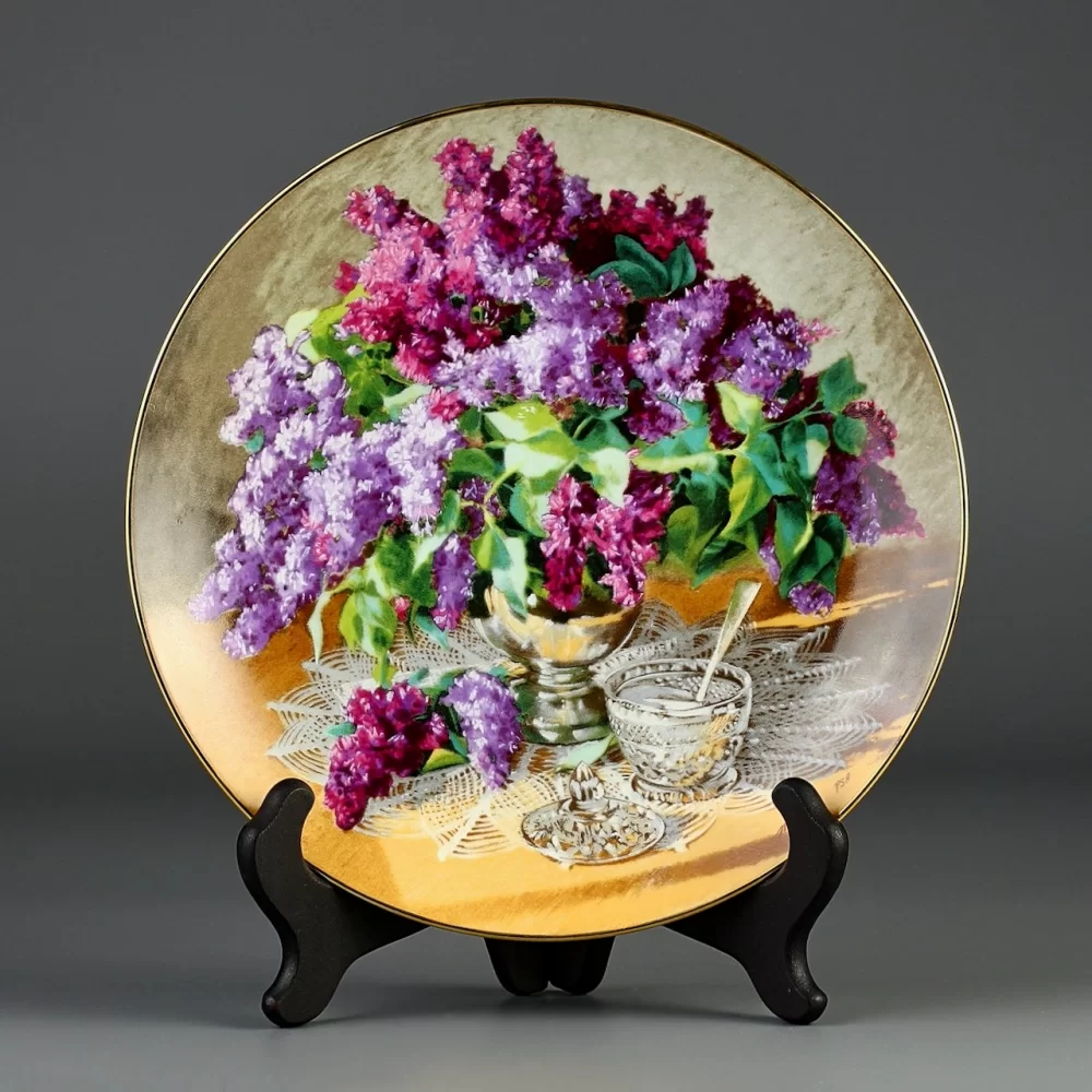 Тарелка винтажная декоративная настенная Фарфор Сирень Цветы W S George Lilacs Flowers of Your Garden