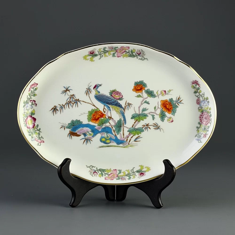 Винтажная овальная тарелка Шинуазри Веджвуд Wedgwood Kutani Crane