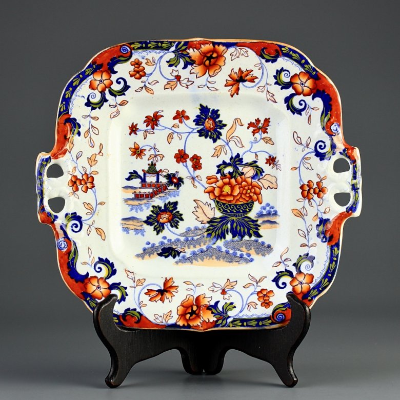 Антикварная тарелка Англия Шинуазри Цветы Minton Amherst Japan