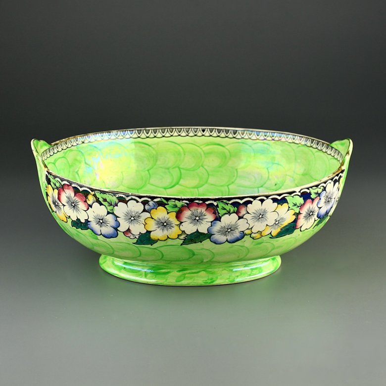 Антикварная английская ваза салатник с цветочным орнаментом Maling Garland
