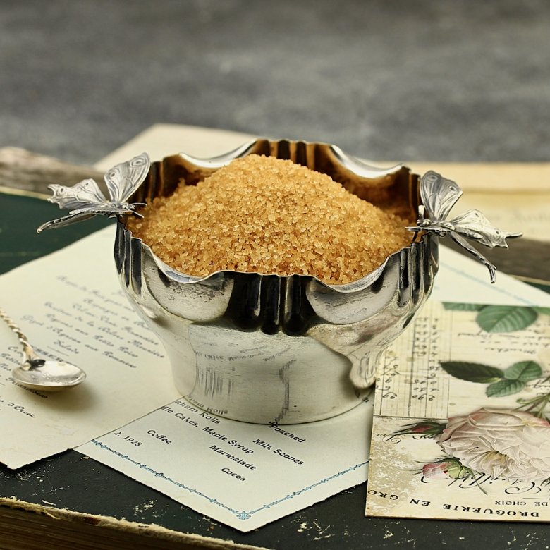 Антикварная французская сахарница с серебряным покрытием Бабочки