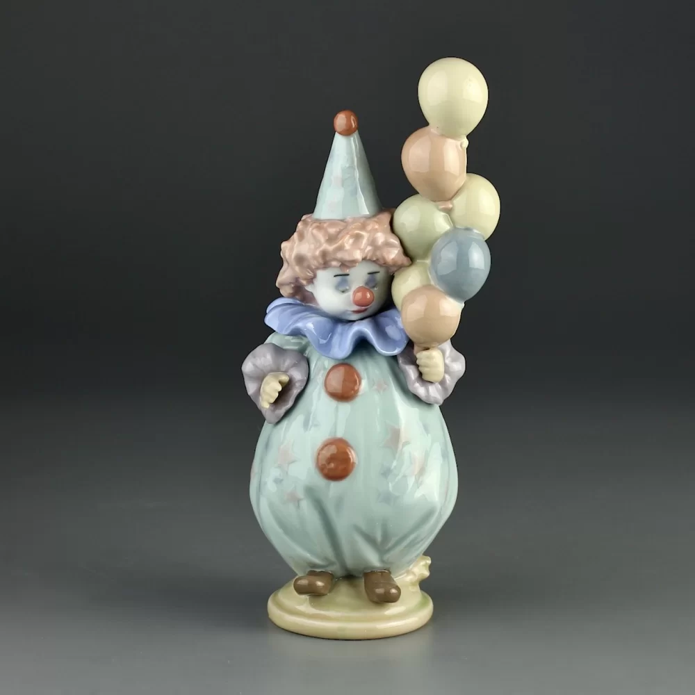 Винтажная фарфоровая статуэтка Испания Клоун с воздушными шариками Lladro 5811 Littlest Clown