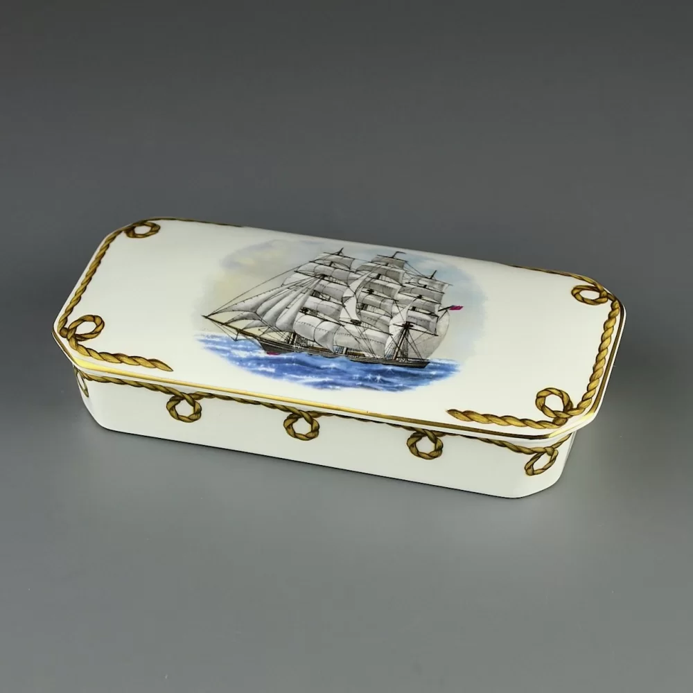 Винтажная фарфоровая шкатулка Парусный корабль Катти Сарк Coalport Sailing Ships Cutty Sark