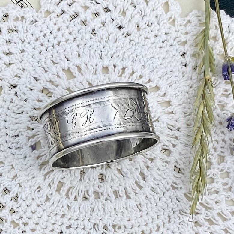 Антикварное серебряное кольцо для салфеток Англия William Henry Sparrow 1910 год