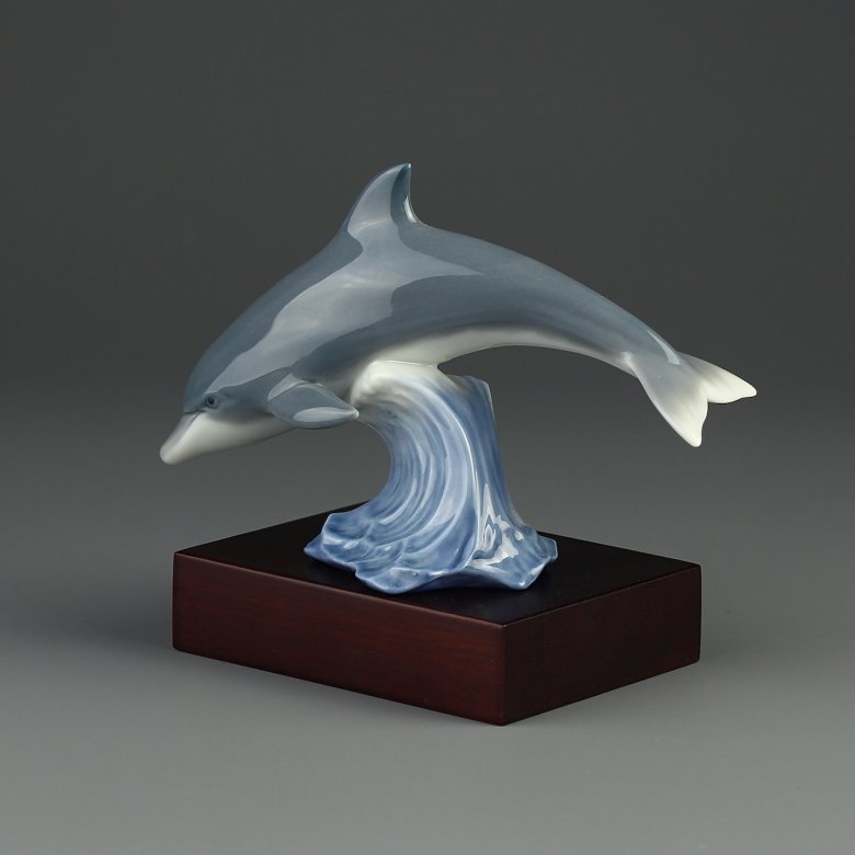 Винтажная фарфоровая статуэтка Испания Дельфин Lladro Lucky Dolphin Knocks on Wood