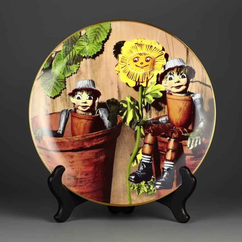 Тарелка винтажная декоративная настенная Фарфор Danbury Mint Bill and Ben the Flowerpot Men