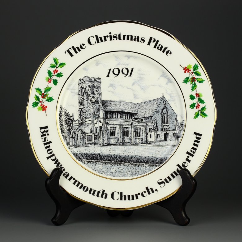 Тарелка винтажная декоративная настенная Фарфор Англия Рождество Christmas Plate 1991 Bishopwearmouth Church Sunderland