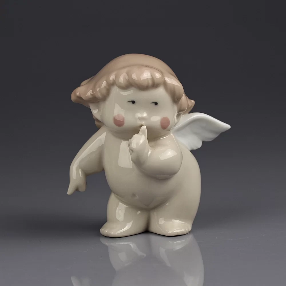 Винтажная фарфоровая статуэтка Ангелок Испания NAO Lladro 5000 Shush