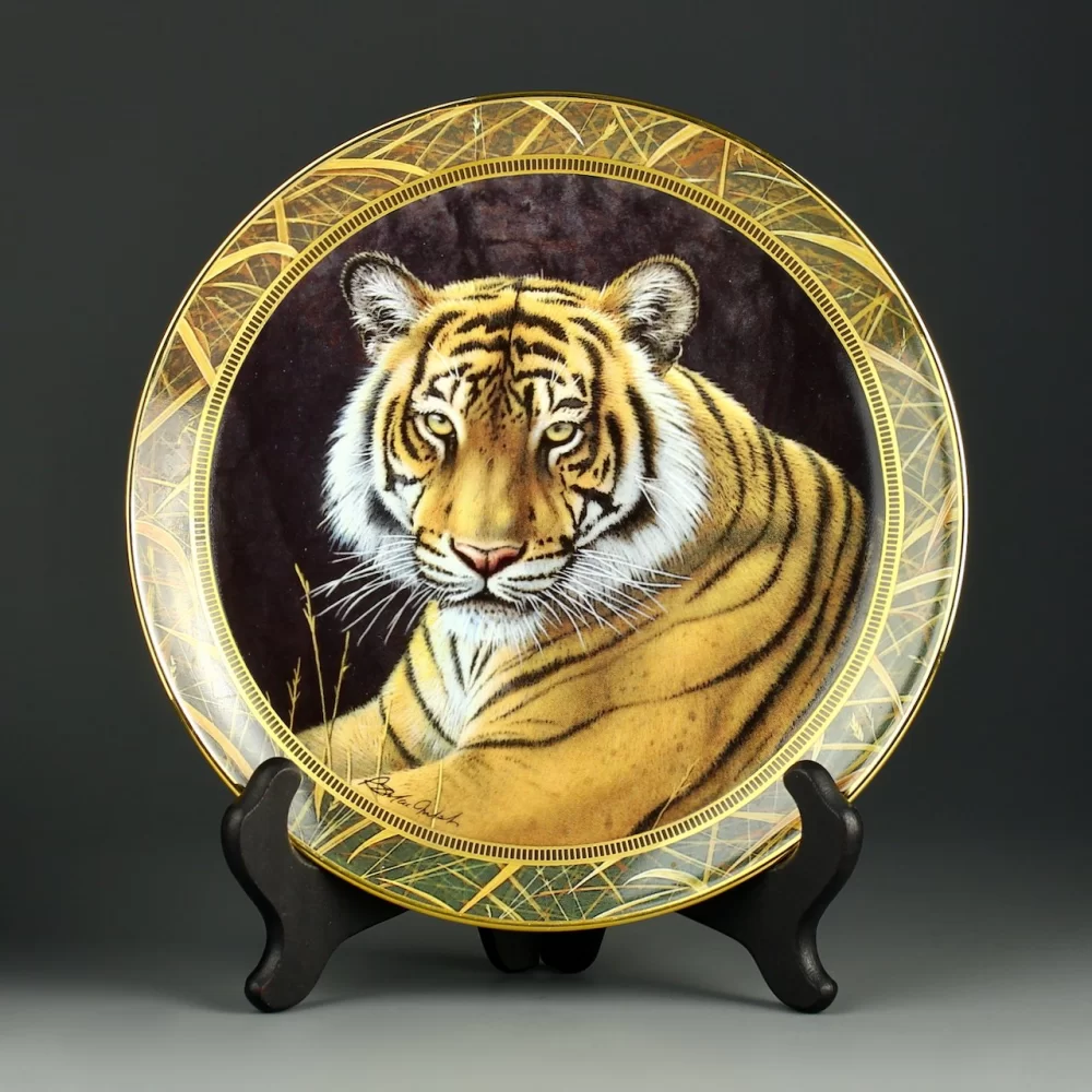 Тарелка винтажная декоративная настенная Тигр Фарфор Franklin Mint Regal Repose