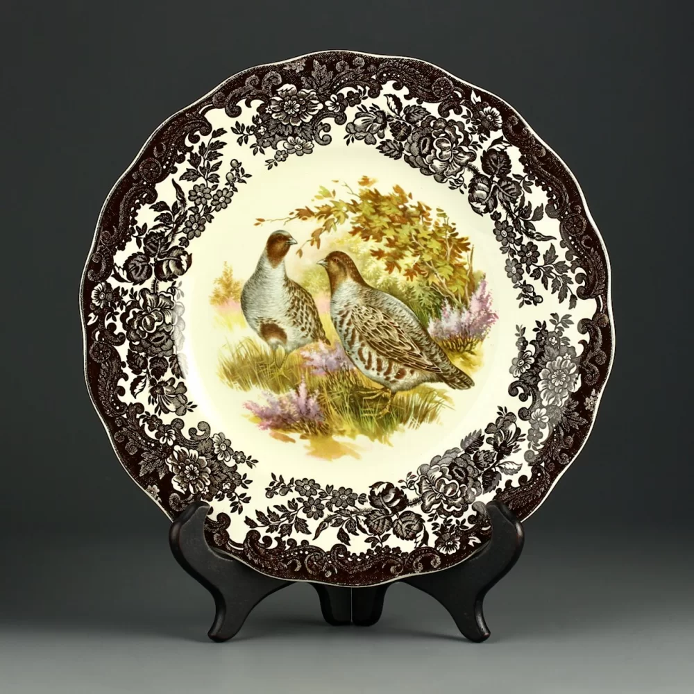 Винтажная английская тарелка Куропатки Птицы Royal Worcester Palissy Game Series Bird