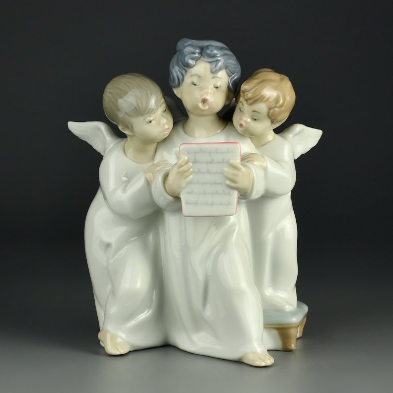 Винтажная фарфоровая статуэтка Испания Ангелы Lladro 4542 Angels Group