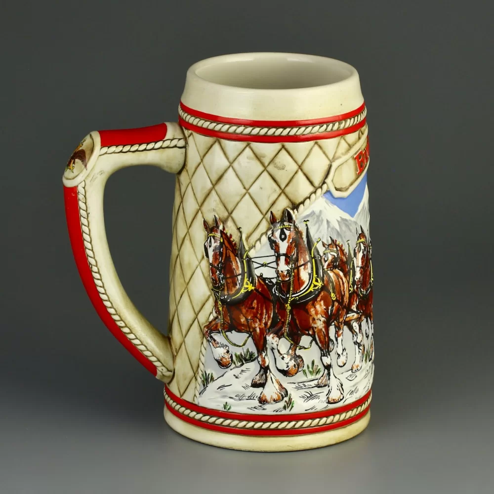Винтажная кружка Budweiser Clydesdales Клайдсдейл Лошади Ceramarte 1985 год