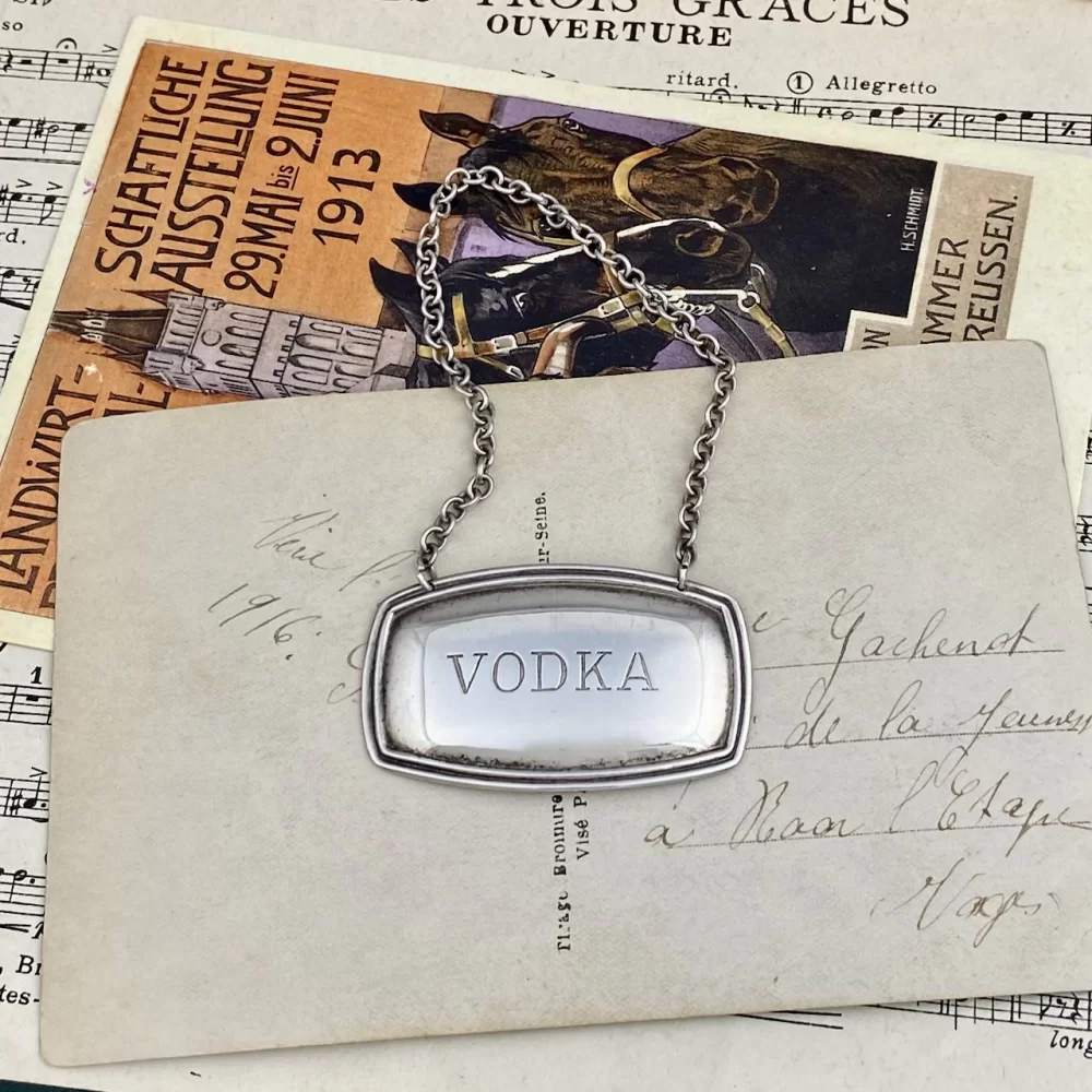 Винтажный английский лейбл Vodka Водка для графина, бутылки, декантера