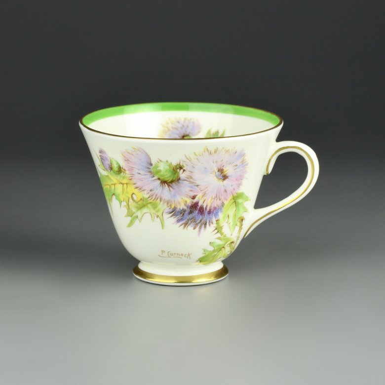 Винтажная английская фарфоровая чашка для чая кофе Royal Doulton Чертополох 1937 год