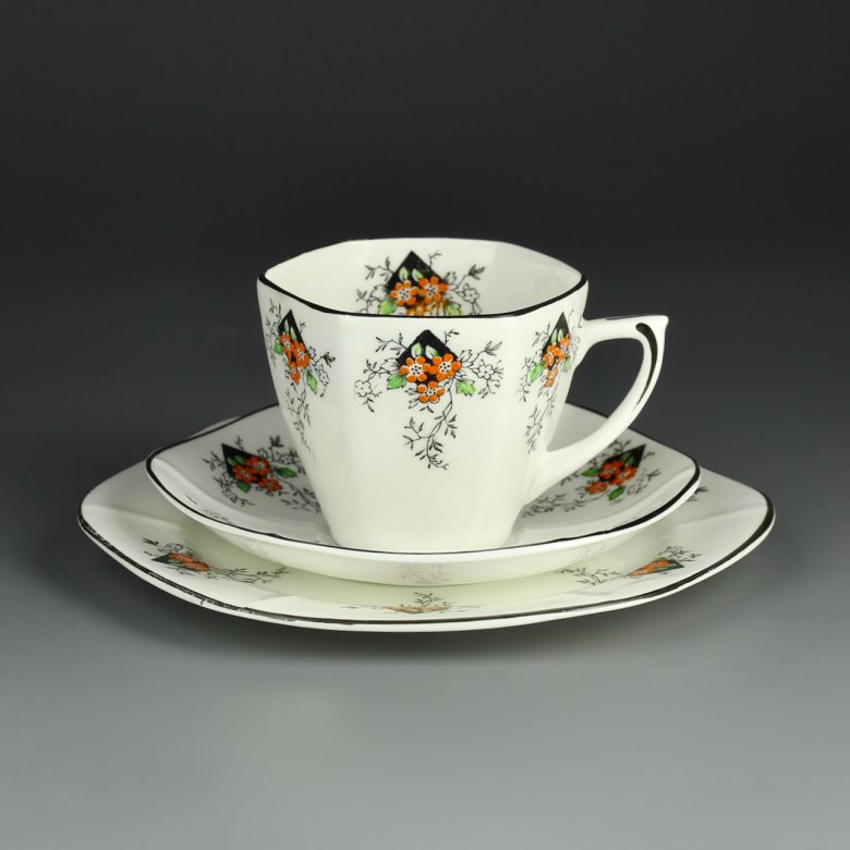 Антикварное чайное кофейное трио в стиле ар-деко Англия Goodwin Stoddard