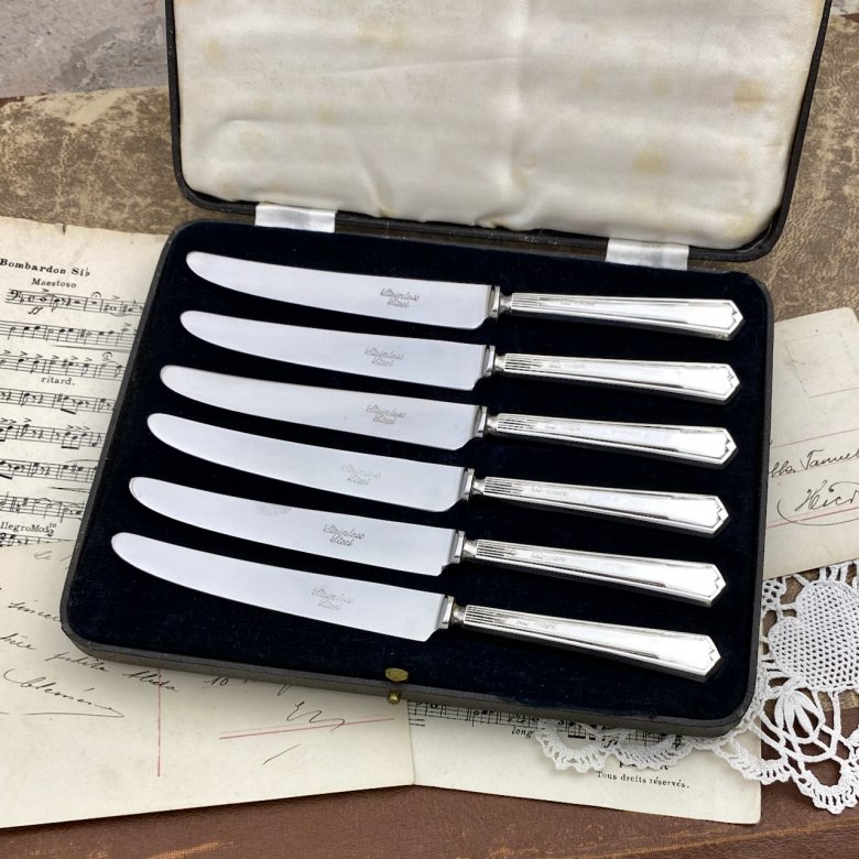 Антикварные ножи в стиле ар-деко для масла сыра фруктов 1938 год