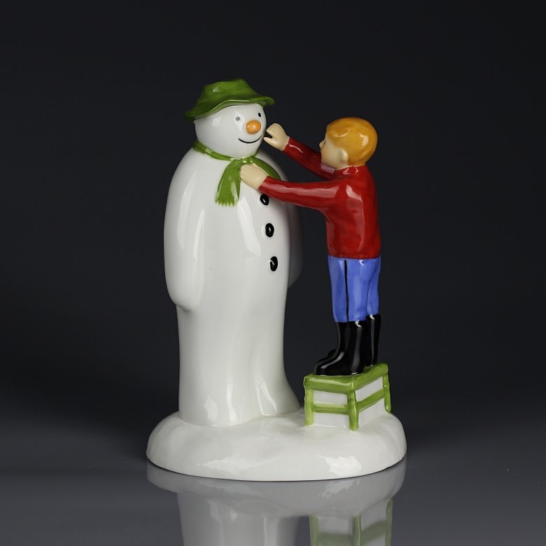 Винтажная фарфоровая статуэтка Мальчик со снеговиком Coalport The Snowman Characters