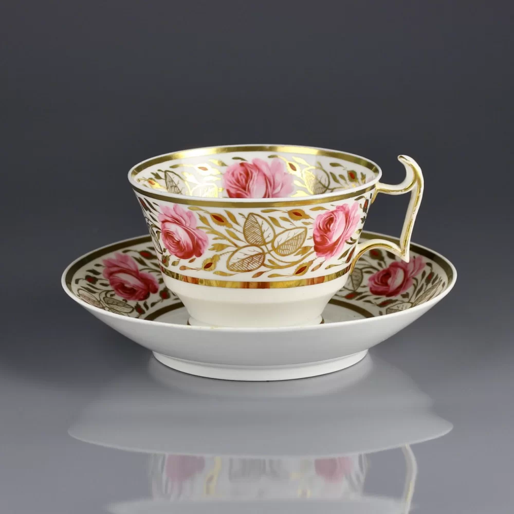 Антикварная фарфоровая чайная кофейная пара Цветы Англия Spode Розы