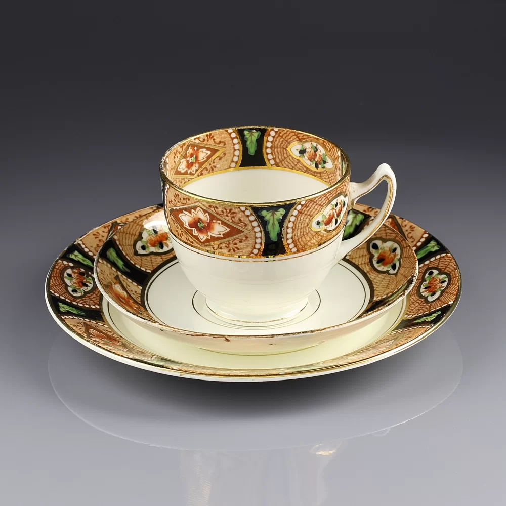 Антикварное чайное кофейное трио Чашка с блюдцем Тарелка Фарфор Англия Gladstone George Proctor & Co