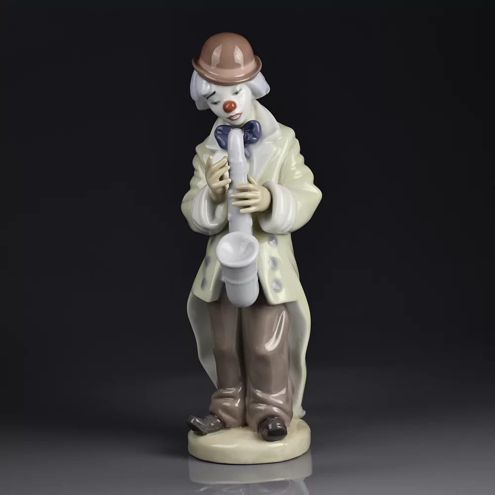 Винтажная фарфоровая статуэтка Клоун с саксофоном Lladro 5471 Sad Sax