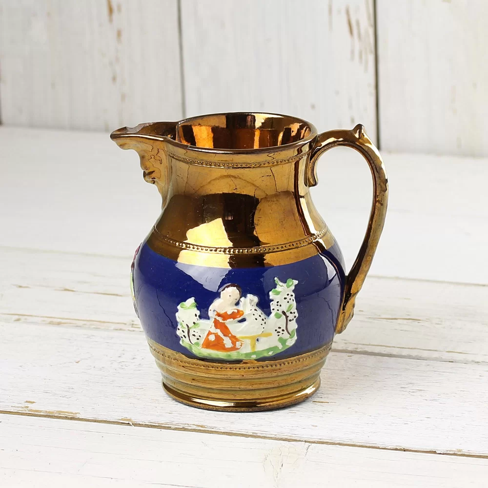 Антикварный английский кувшин Staffordshire Стаффордшир Copper Luster Pitcher