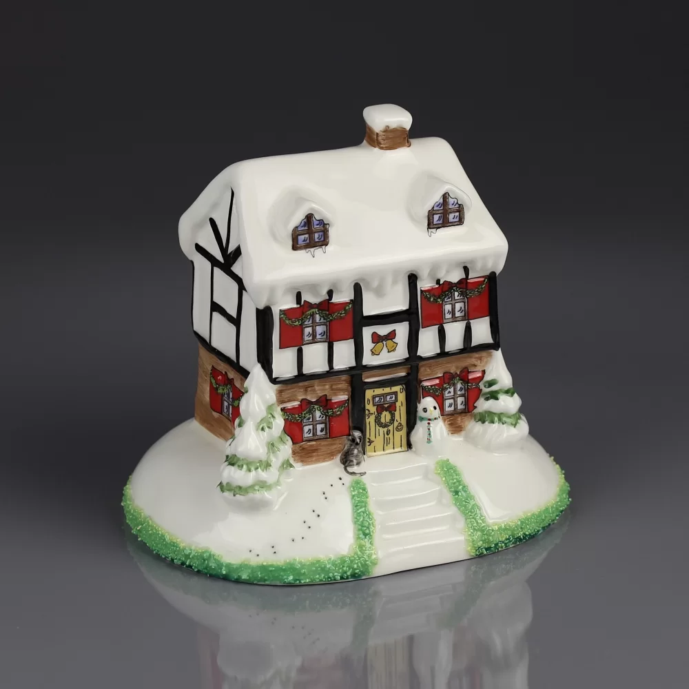 Винтажный фарфоровый домик Рождество Англия Coalport Christmas Lodge