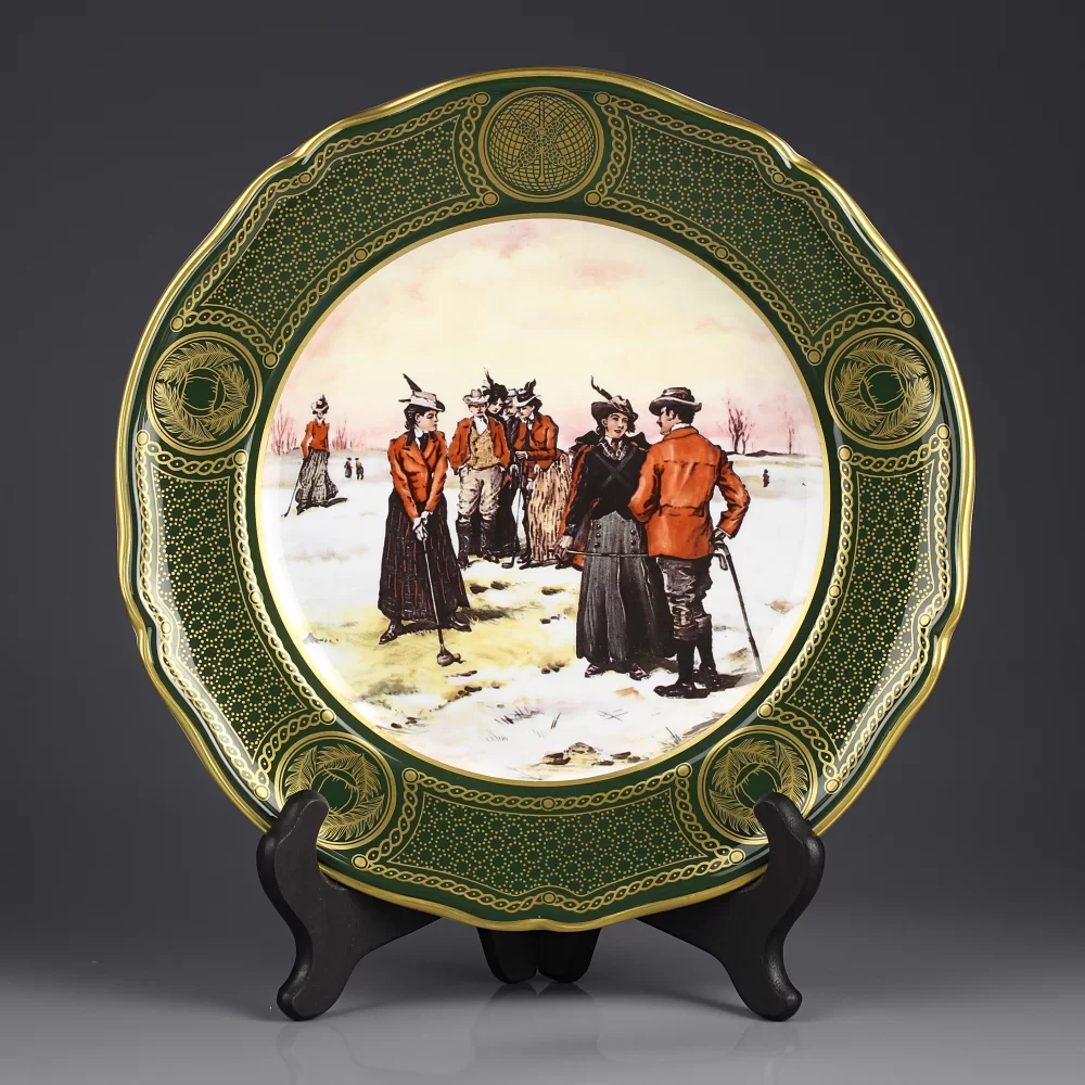 Тарелка винтажная фарфоровая настенная декоративная Гольф Англия Spode Antique Golf Series Plate 3