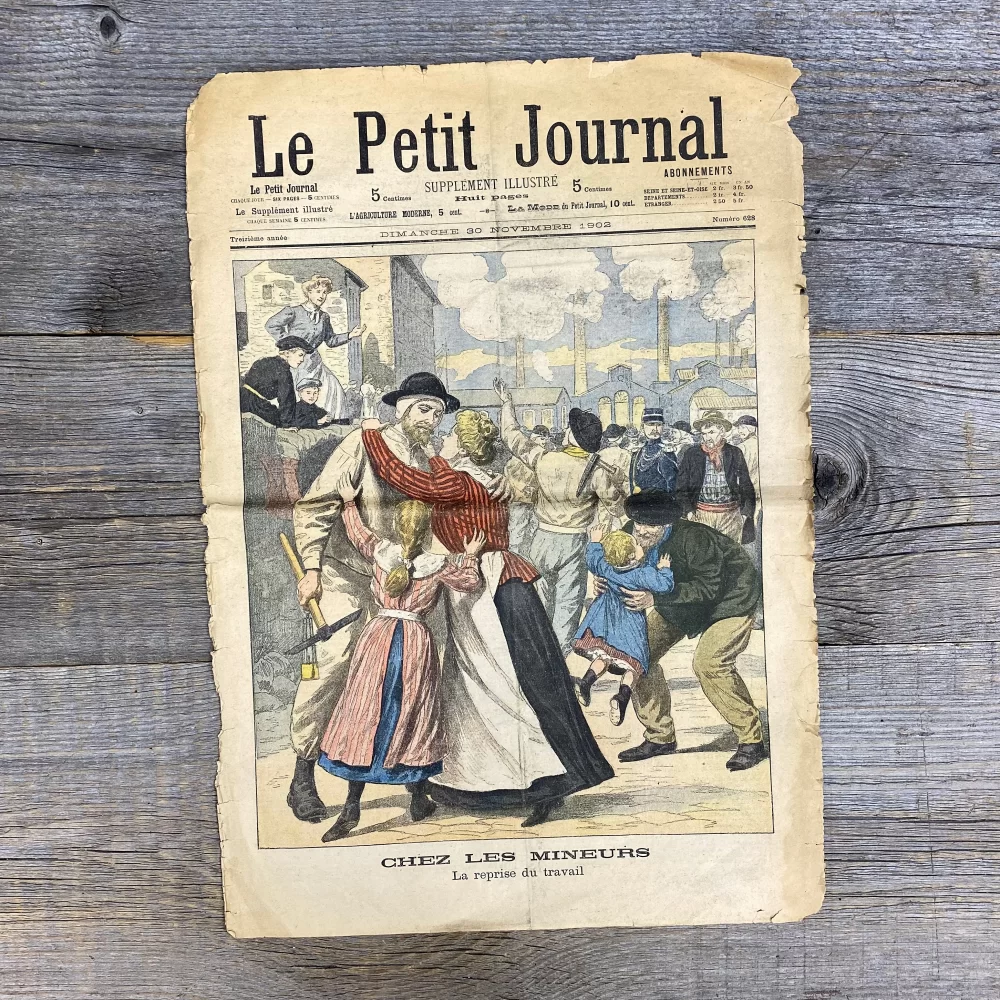 Антикварный журнал Франция Le Petit Journal Chez les Mineurs 1902 год