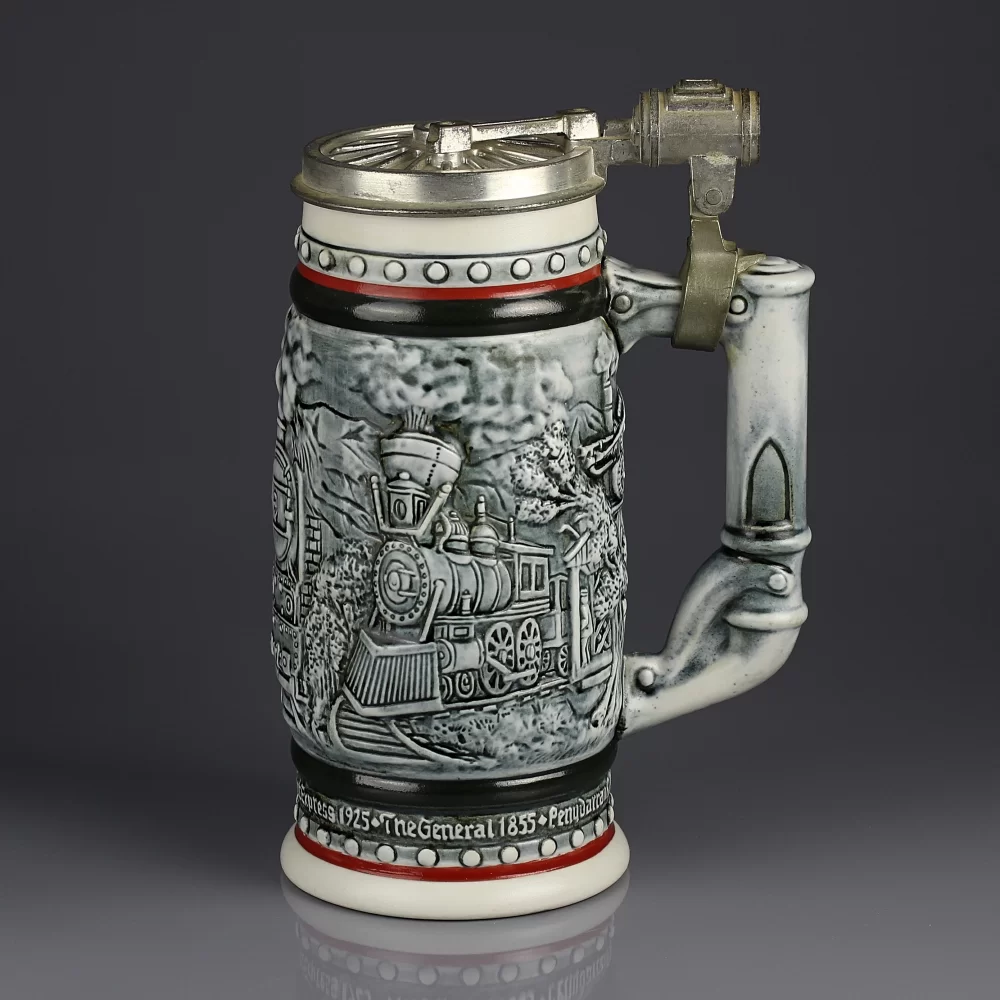 Винтажная керамическая кружка Поезда Паровозы Железная дорога Ceramarte Avon Stein