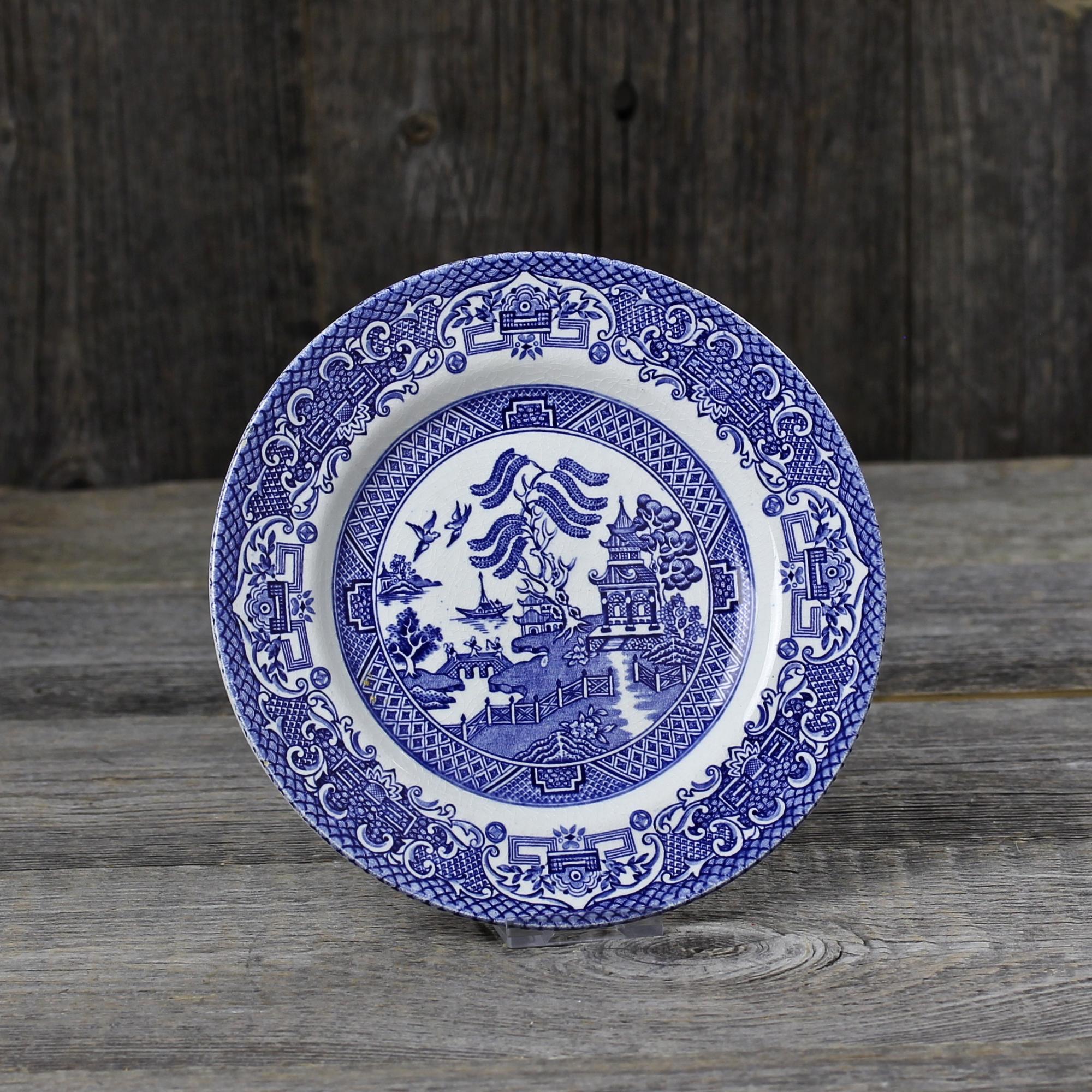 Винтажная английская тарелка 18 см Шинуазри Blue Willow Голубая Ива