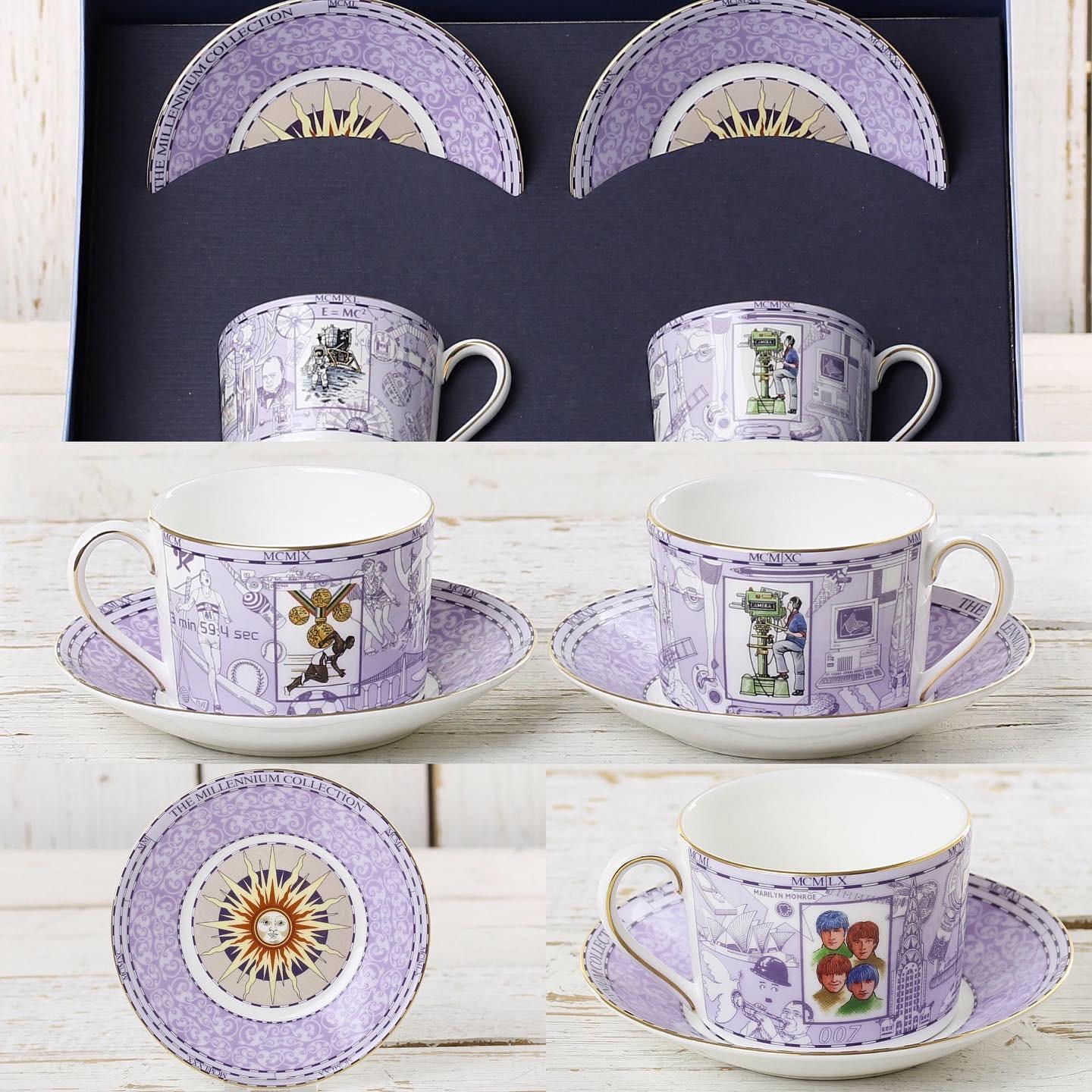 Две винтажные чайные пары Веджвуд Wedgwood Millennium в подарочной коробке Две чашки и два блюдца