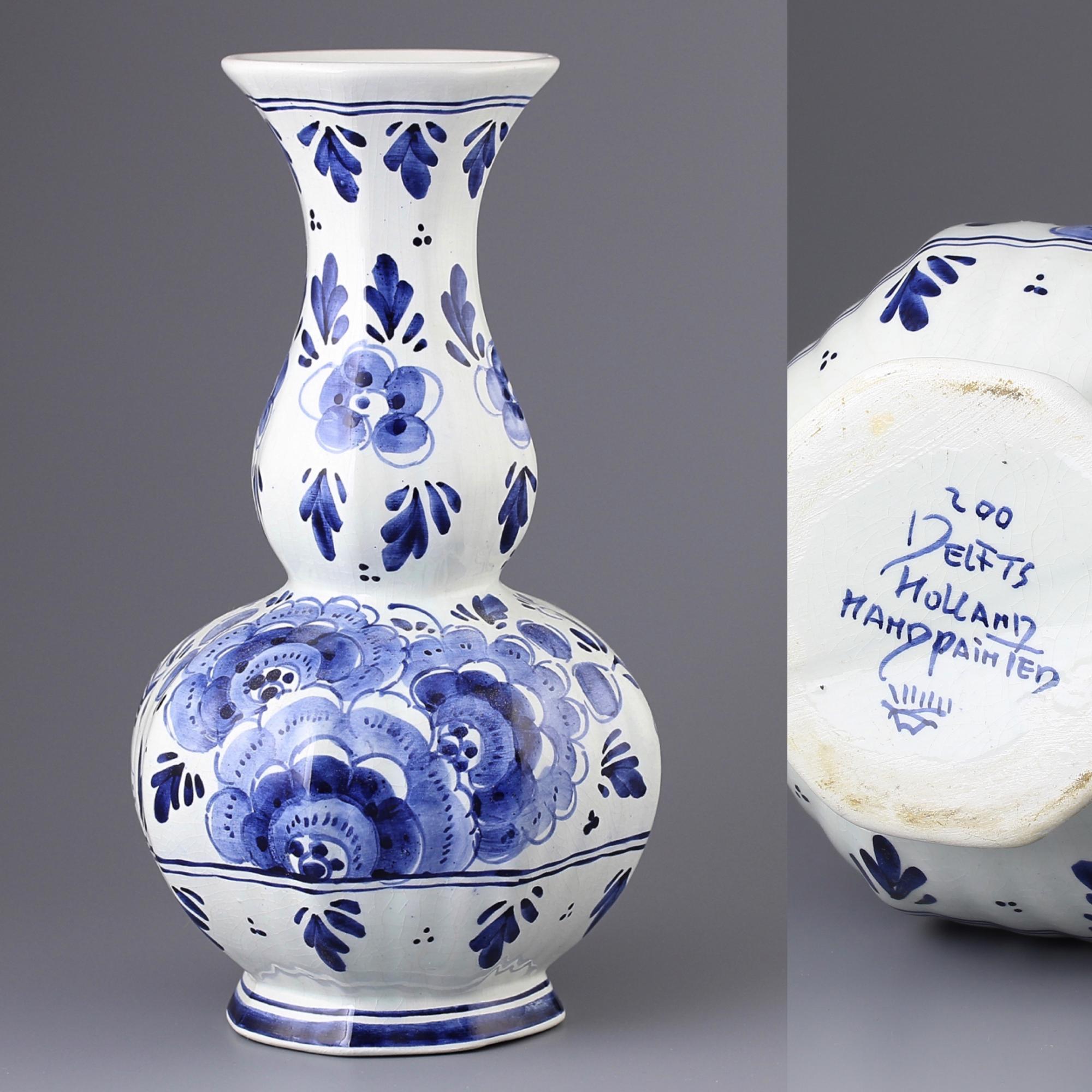 Винтажная ваза Delft с ручной росписью
