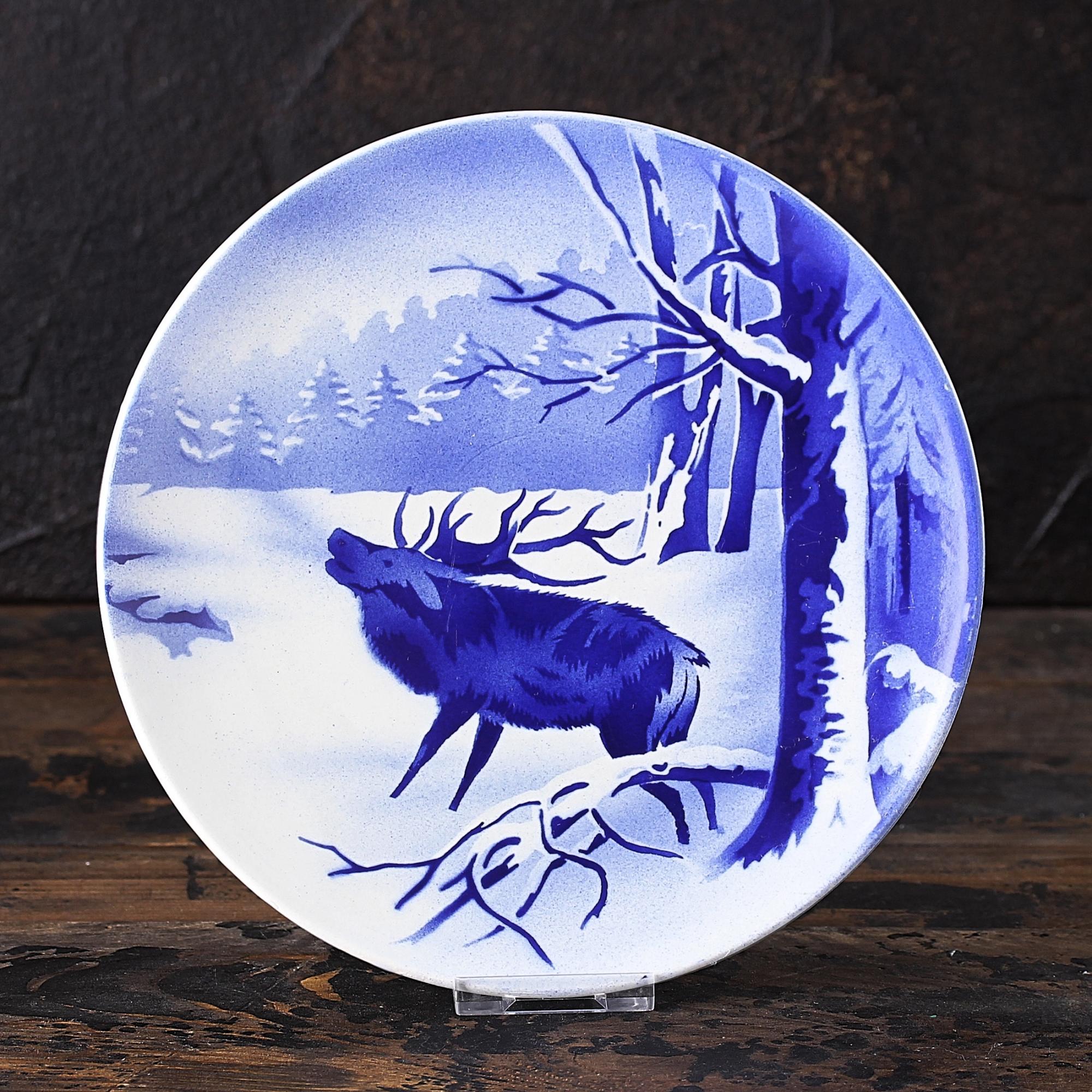 Антикварная декоративная тарелка Villeroy & Boch Wallerfangen Олень в лесу