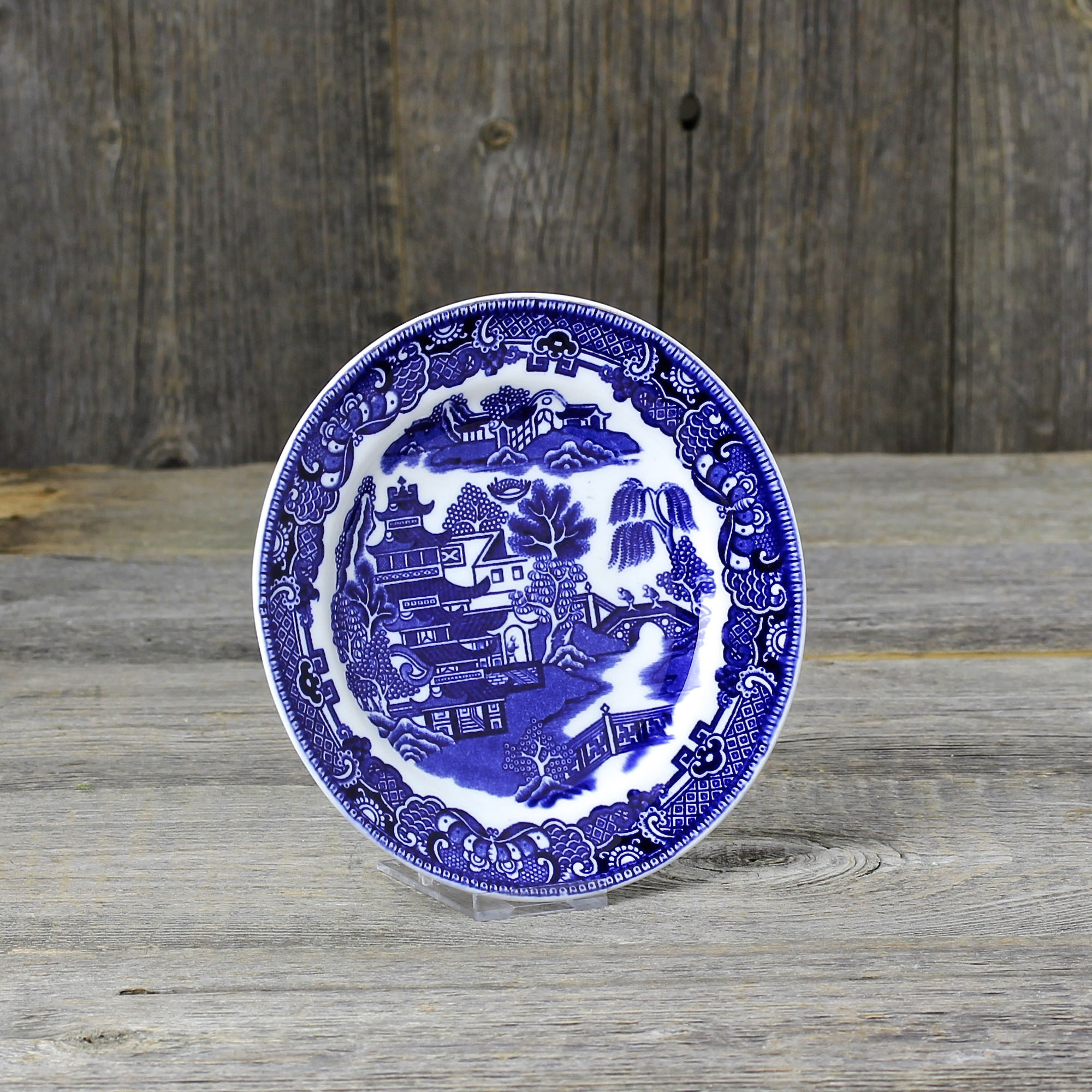Антикварная английская тарелка Coalport "Blue Willow" Голубая ива