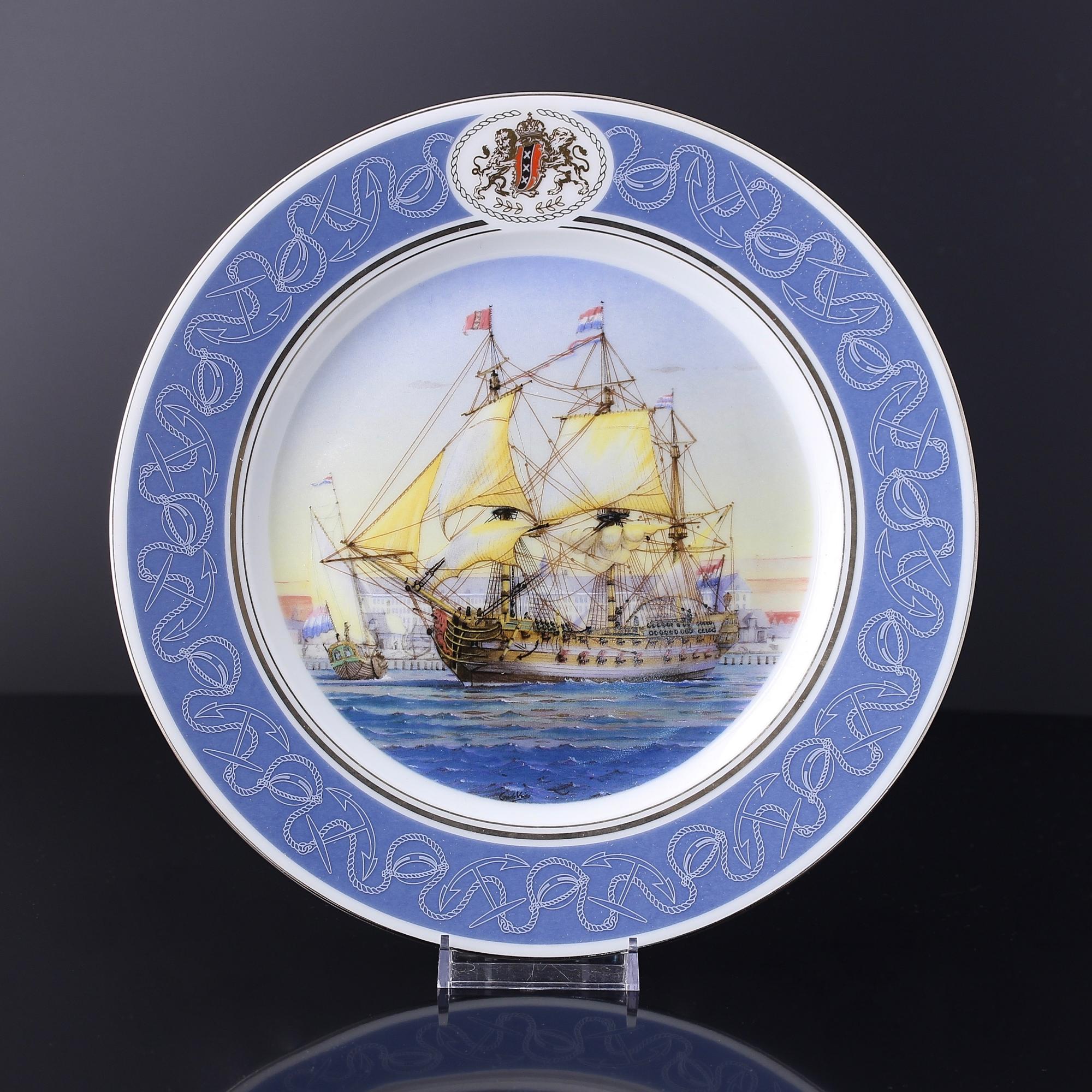 Винтажная декоративная тарелка Парусный корабль "Amsterdam"