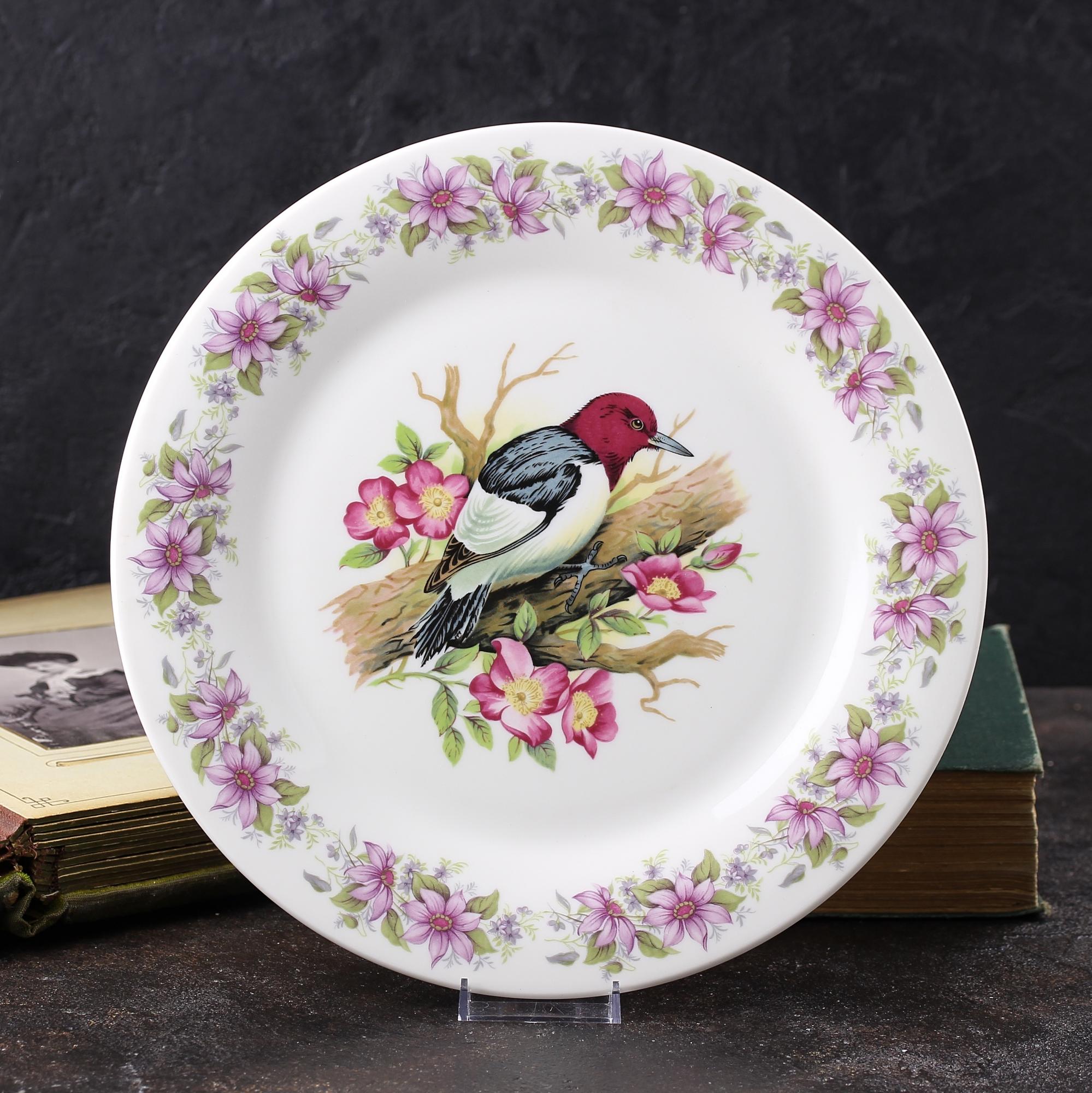 Винтажная декоративная тарелка с птицей Bone China England