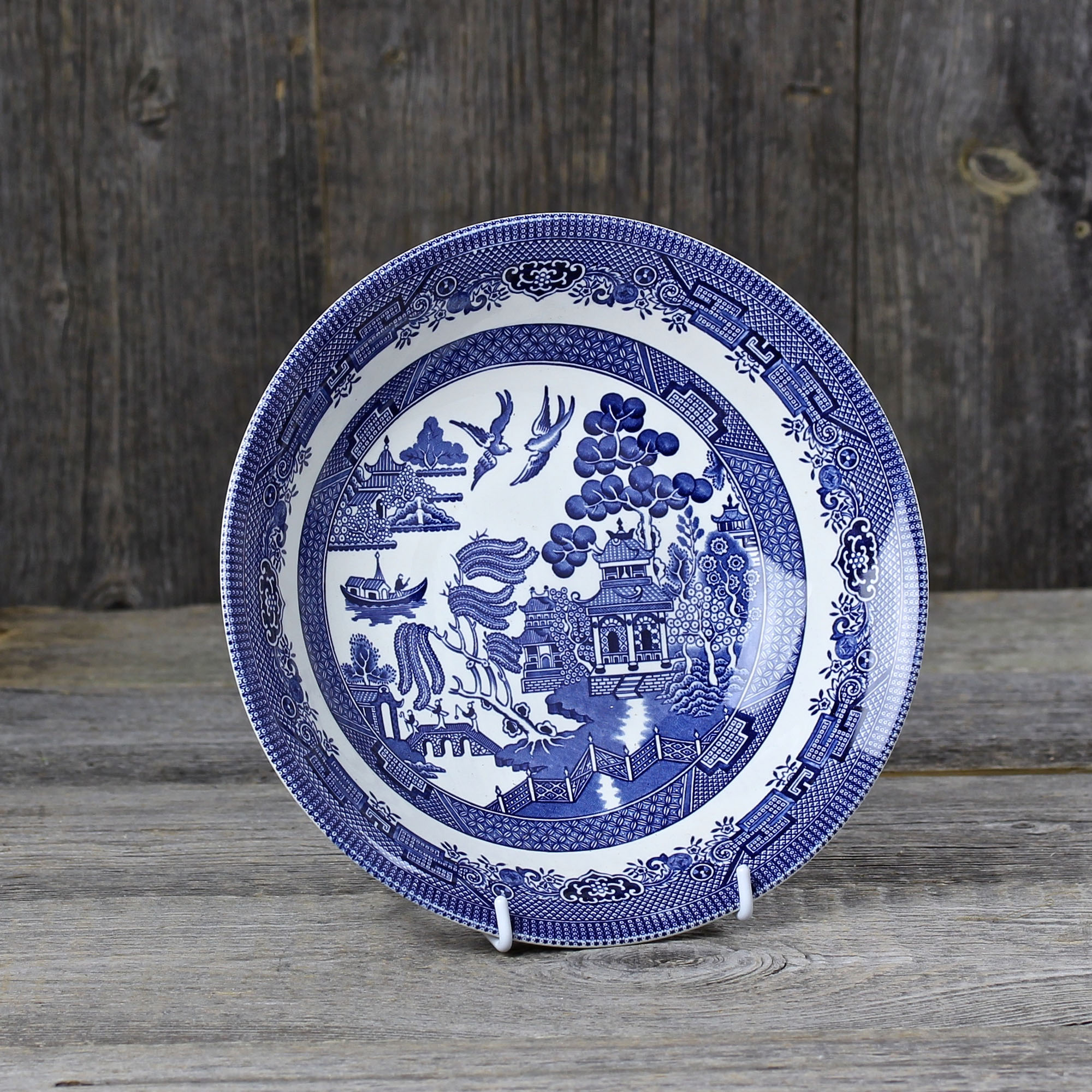 Глубокая винтажная тарелка салатник Churchill Blue Willow Голубая ива