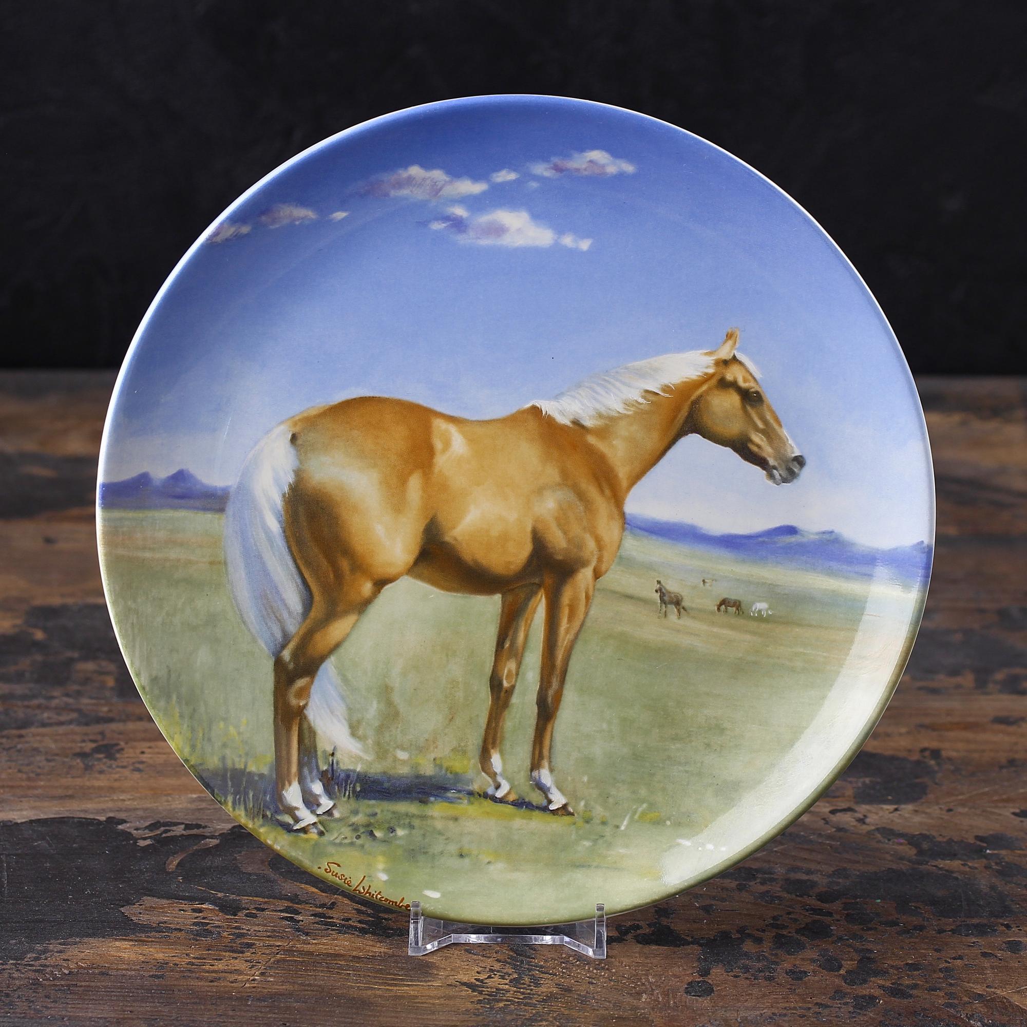 Тарелка винтажная декоративная настенная Англия Лошадь Американский квортерхорс Spode Noble Horse American Quarterhorse
