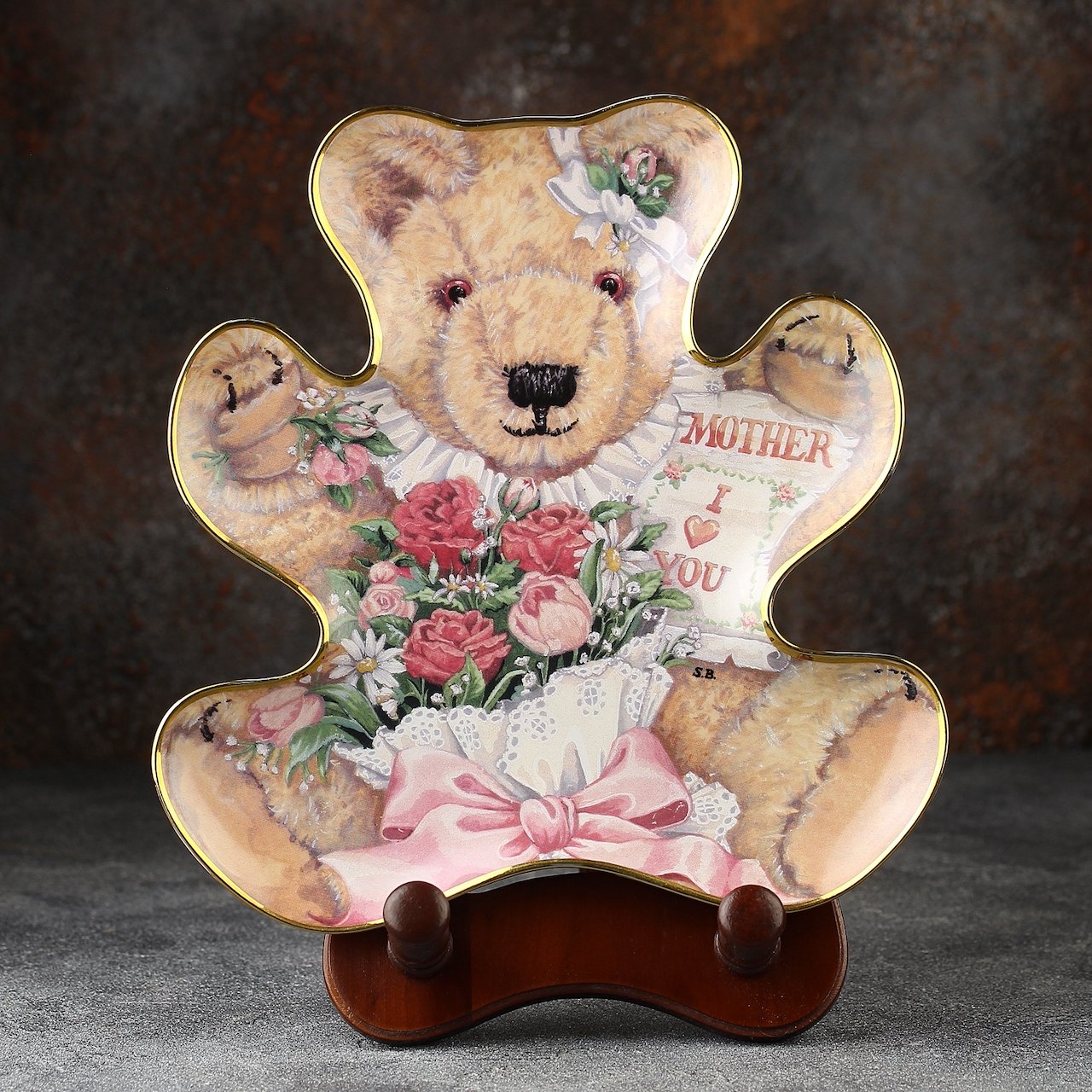 Тарелка винтажная декоративная настенная Фарфор Мишка Тедди Franklin Mint Teddy Bear Hugs