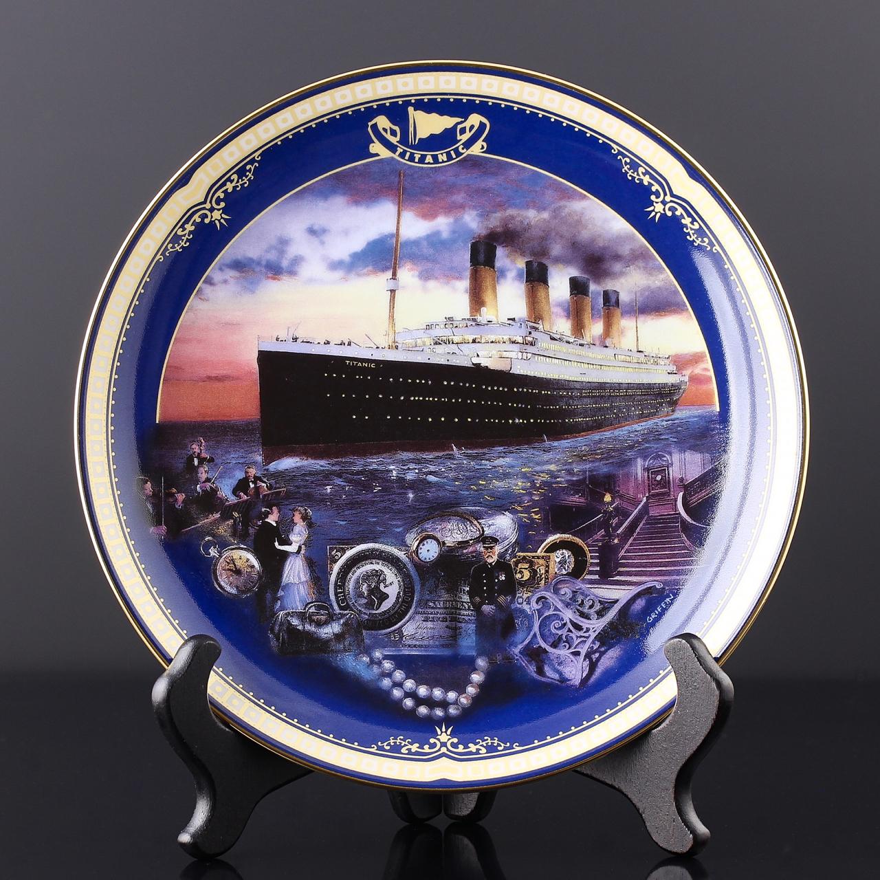Тарелка винтажная декоративная настенная Фарфор Титаник Корабль Titanic Bradford Exchange Maiden Voyage