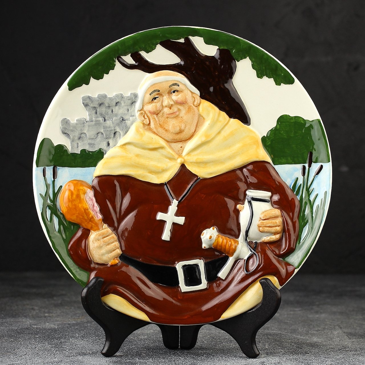 Тарелка винтажная декоративная настенная Англия Брат Тук Davenport Toby Plate Friar Tuck