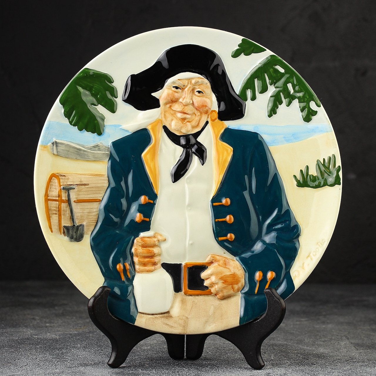 Тарелка винтажная декоративная настенная Англия Пират Джон Силвер Davenport Toby Plate Long John Silver