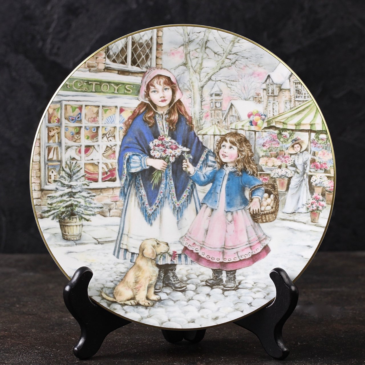 Винтажная декоративная тарелка Royal Worcester "A Posy for Mother" Букет для мамы / Christmas Рождество 1991